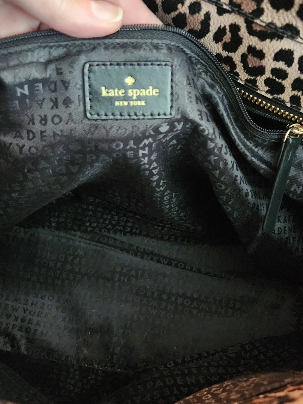 kate spade Leopard-Print Canvas Tote with Black Handles - Picture 5 of 6